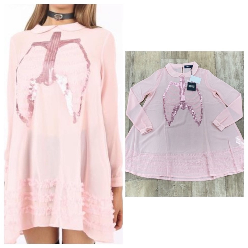 IRON FIST DEAD MERMAID WALKING PINK CUTE KAWAII SLIP DRESS NEW WITH TAGS!